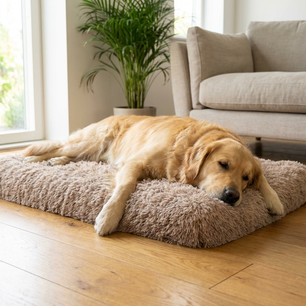 Faux Fur Dog Mat With Foam Filling And Removable Washable Cover Sizes M To XXL | Temsk
