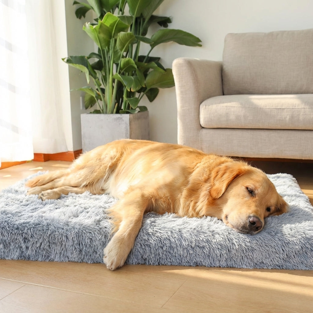 Faux Fur Dog Mat With Foam Filling And Removable Washable Cover Sizes M To XXL | Temsk