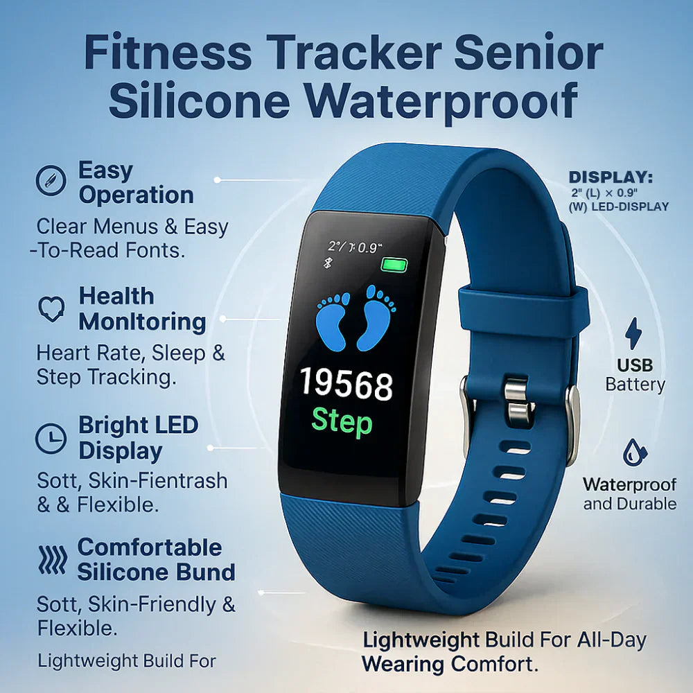 Senioren-Fitnessuhr mit LED-Anzeige und Herzfrequenzmessung | Temsk
