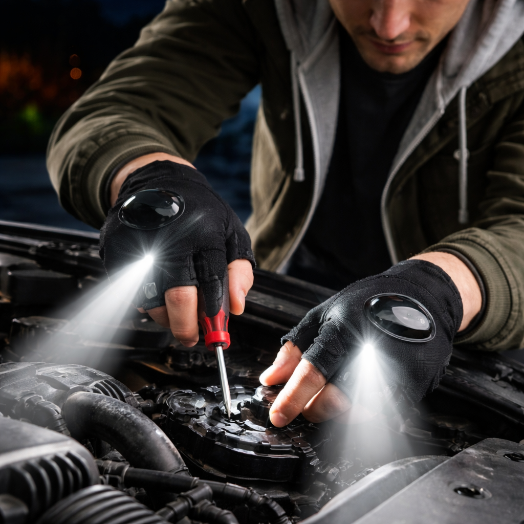 Taschenlampen-Handschuhe mit LED-Fingerlichtern für Arbeiten im Freien | Temsk