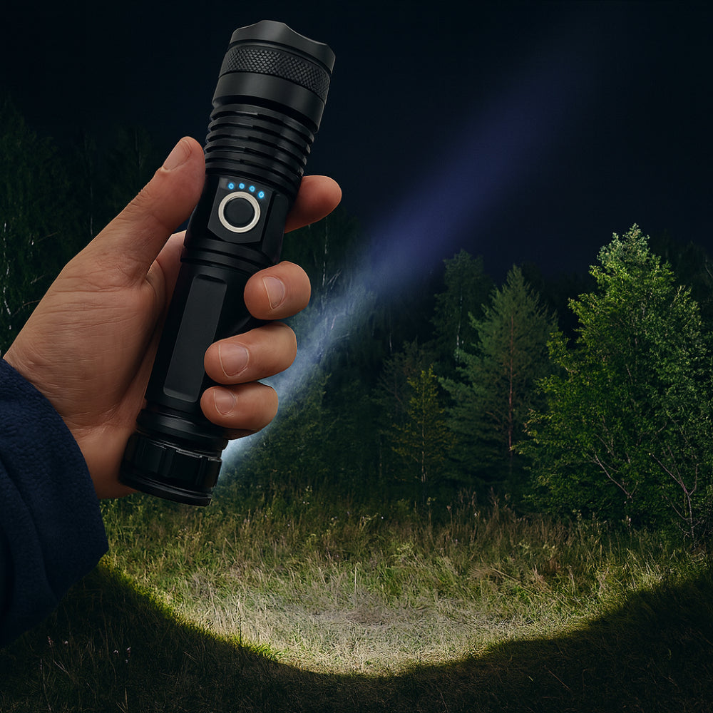 LED genopladelig udendørs håndholdt lommelygte til natbrug | Temsk