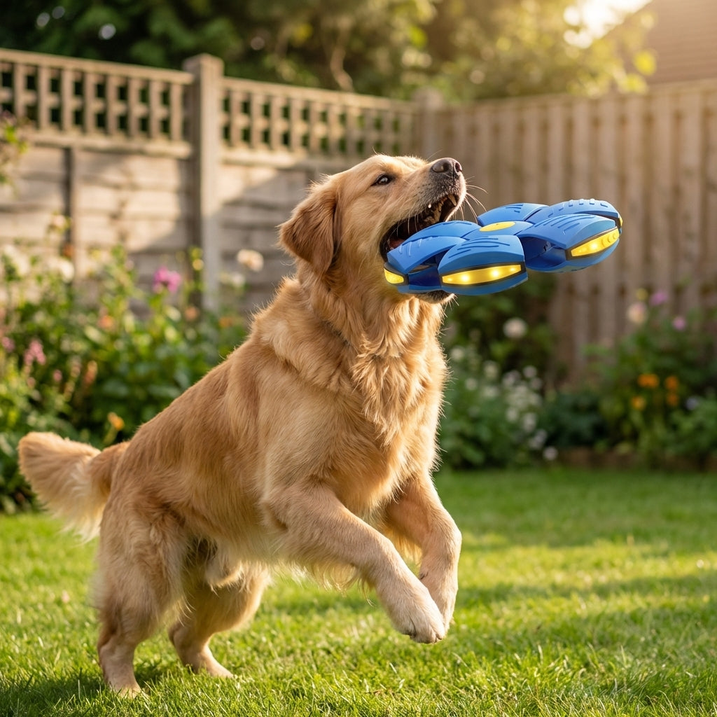 Flat-to-Ball Folding Frisbee Dog Toy With LED Lights | Temsk