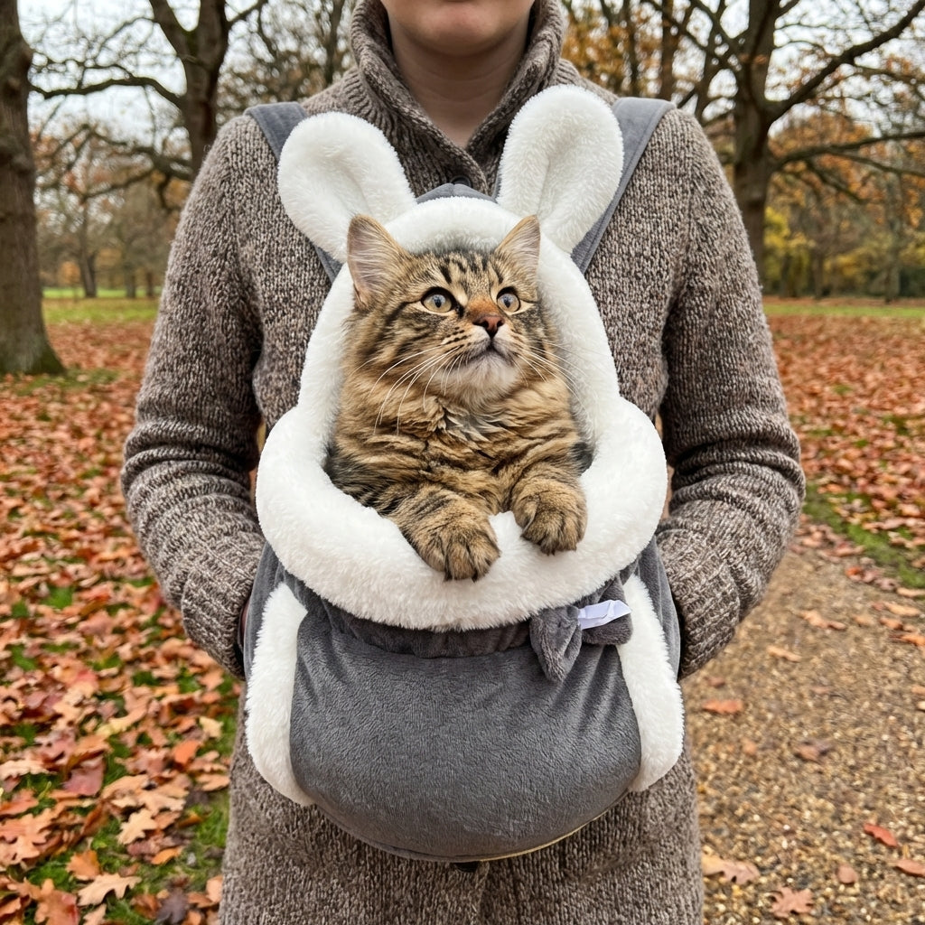 Fleece-Lined Velvet Cat Carrier Bag for Front and Back Wear | Temsk