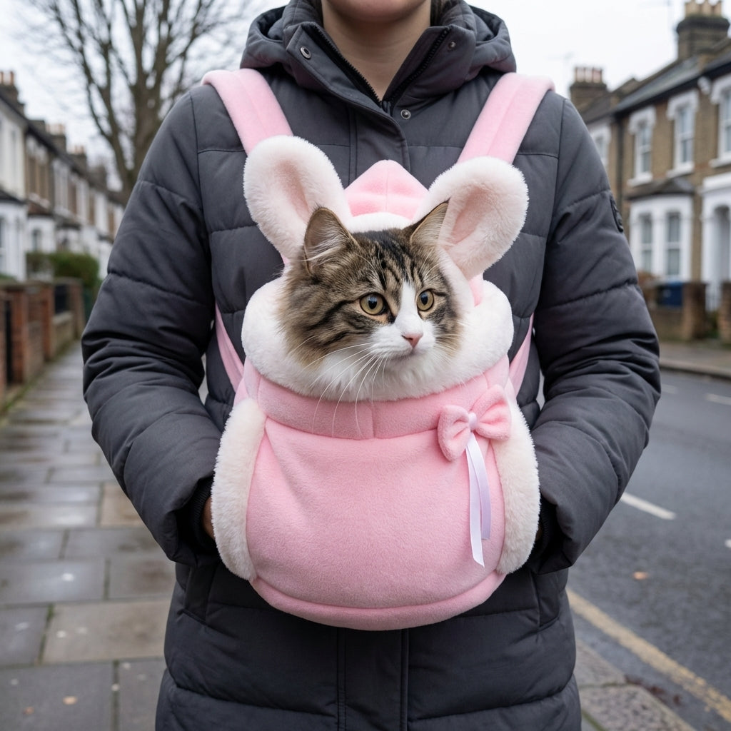 Fleece-Lined Velvet Cat Carrier Bag for Front and Back Wear | Temsk