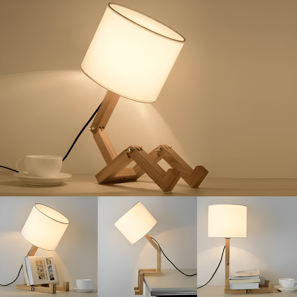 Flexibilní dřevěná lampa s nastavitelnou robotickou lampou pro čtení a pracovní světlo | Temsk
