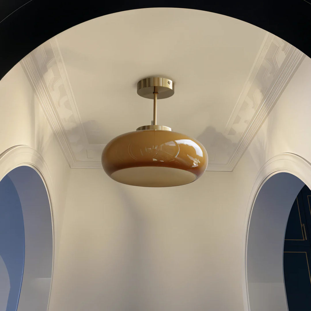 Candeeiro de Teto em Vidro Vintage Redondo, LED 12W para Interiores Modernos e Minimalistas | Temsk