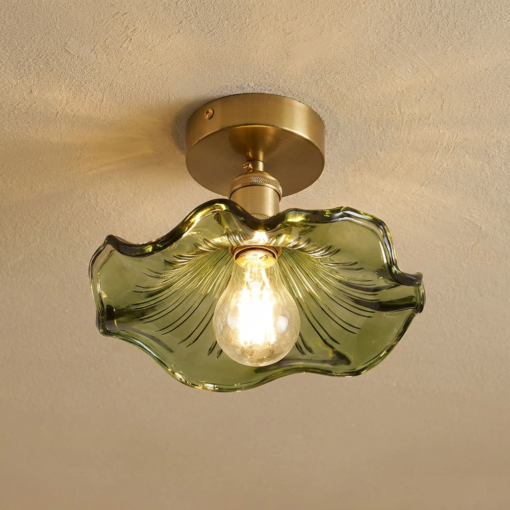 Art Deco Scalloped Glass Ceiling Light Fixture For Home Interiors | Temsk