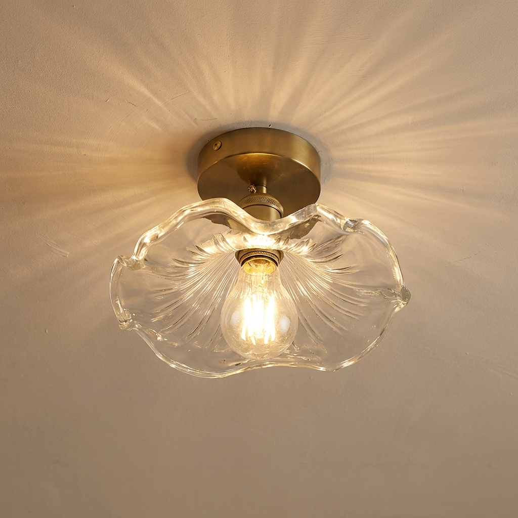 Art Deco Scalloped Glass Ceiling Light Fixture For Home Interiors | Temsk