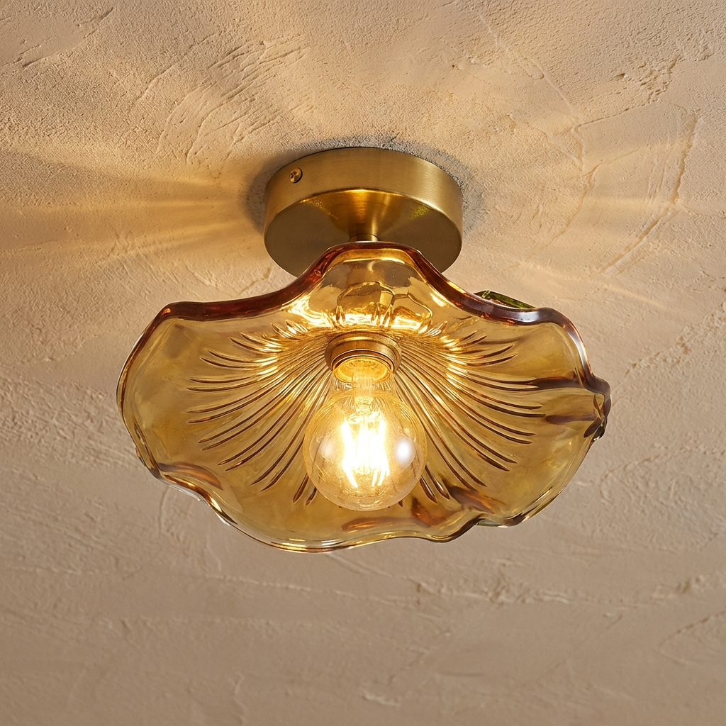 Art Deco Scalloped Glass Ceiling Light Fixture For Home Interiors | Temsk