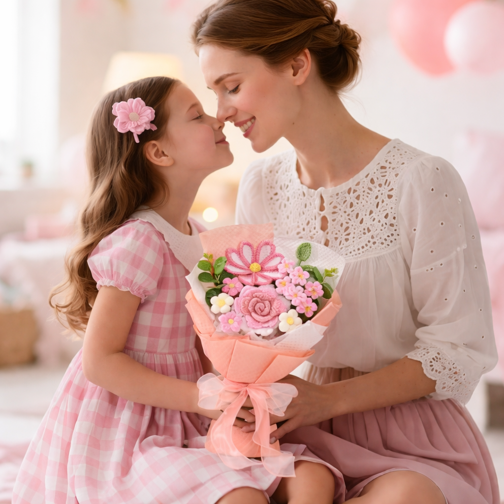 Crochet Mother's Day Bouquet Decor Gift For Home Display | Temsk