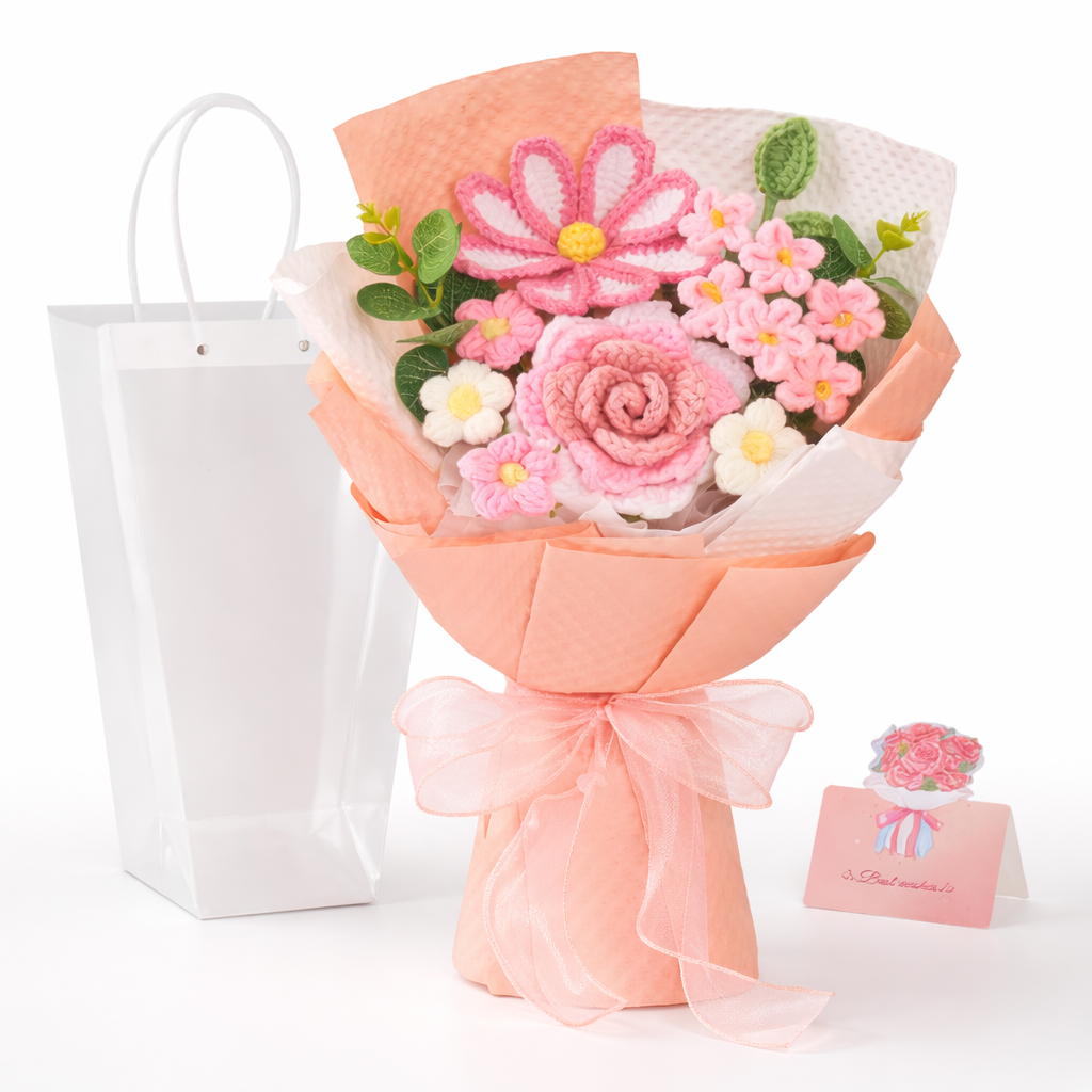 Crochet Mother's Day Bouquet Decor Gift For Home Display | Temsk