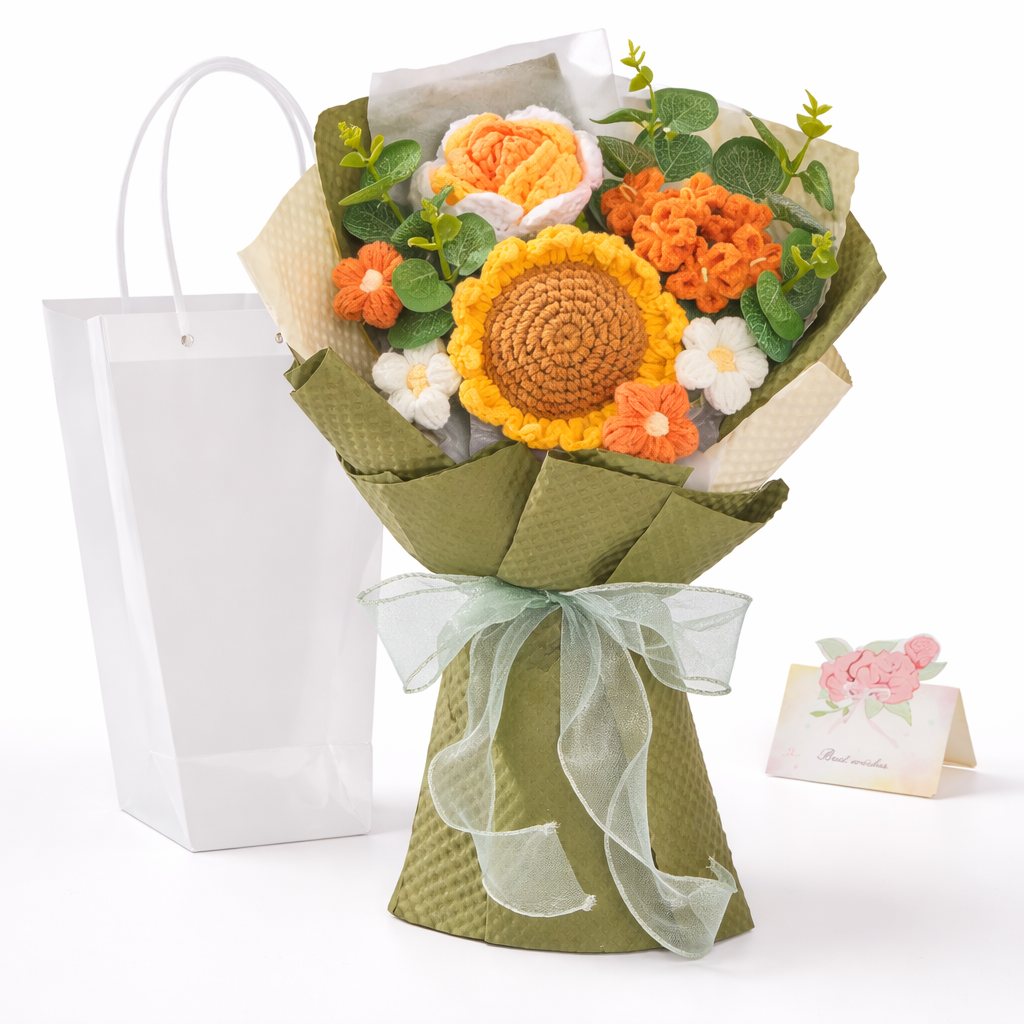 Crochet Mother's Day Bouquet Decor Gift For Home Display | Temsk