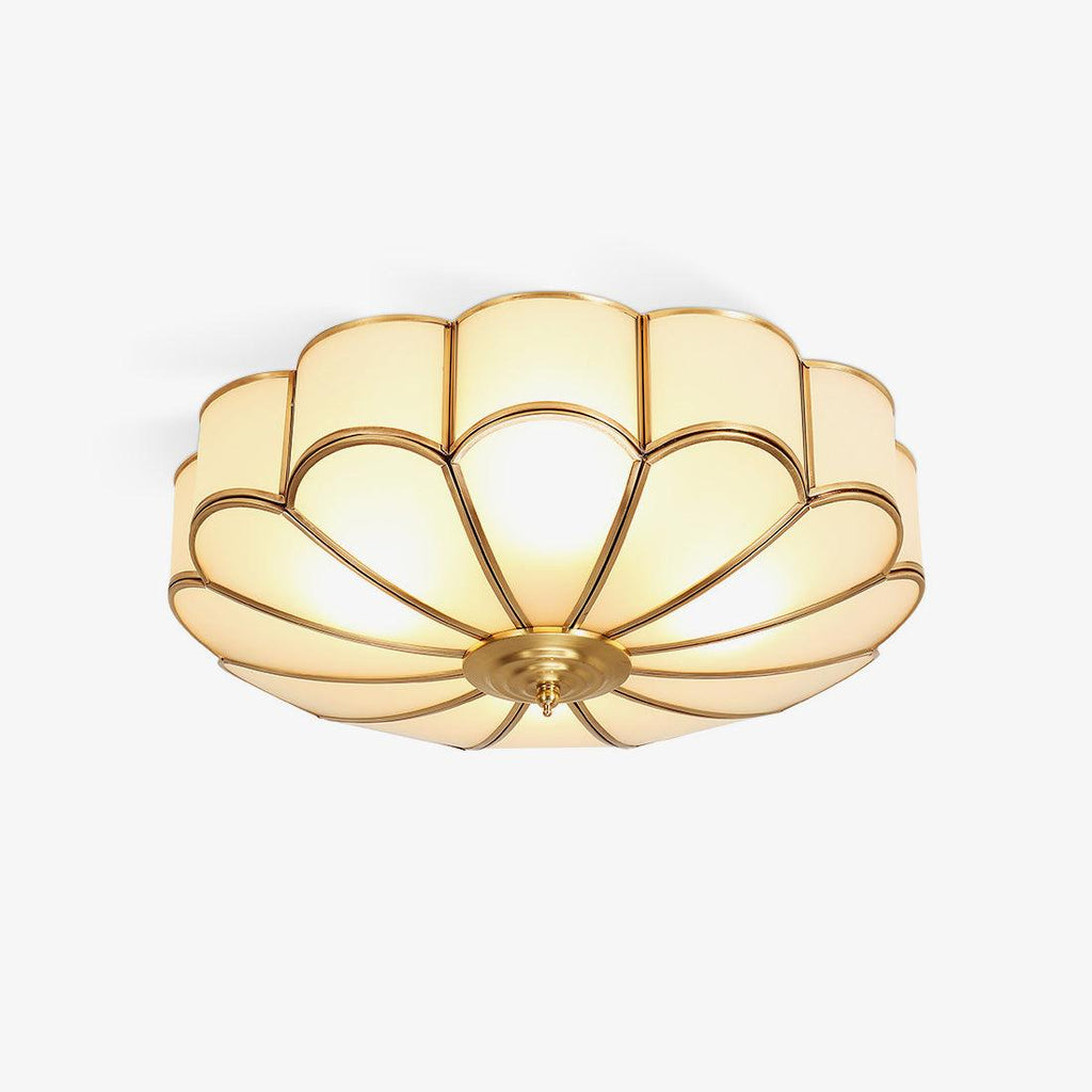 Gold Brass Glass Round Ceiling Light For Living Room Hall Dining Diffused Warm Glow | Temsk