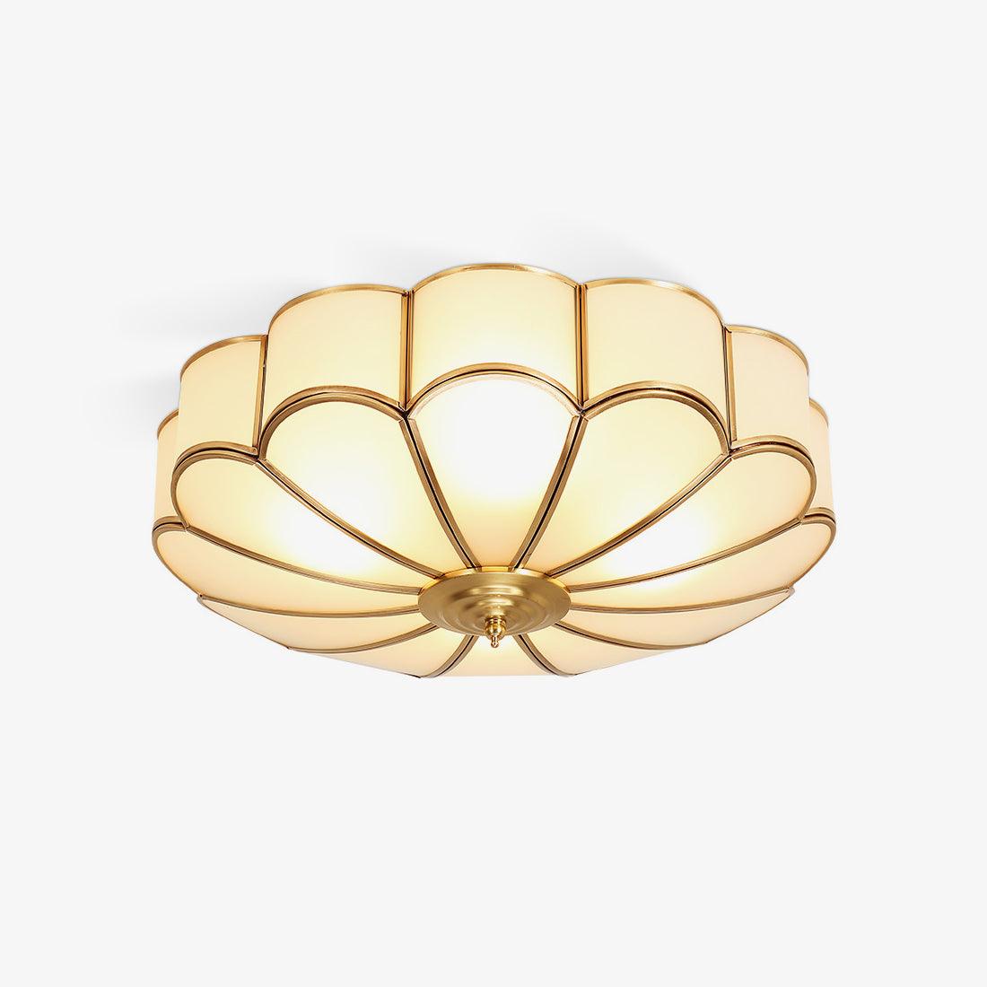 Gold Brass Glass Round Ceiling Light For Living Room Hall Dining Diffused Warm Glow | Temsk