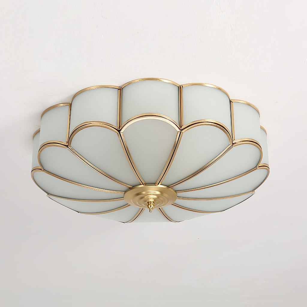 Gold Brass Glass Round Ceiling Light For Living Room Hall Dining Diffused Warm Glow | Temsk