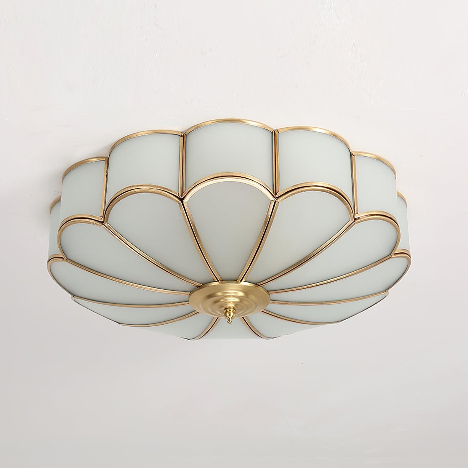 Gold Brass Glass Round Ceiling Light For Living Room Hall Dining Diffused Warm Glow | Temsk