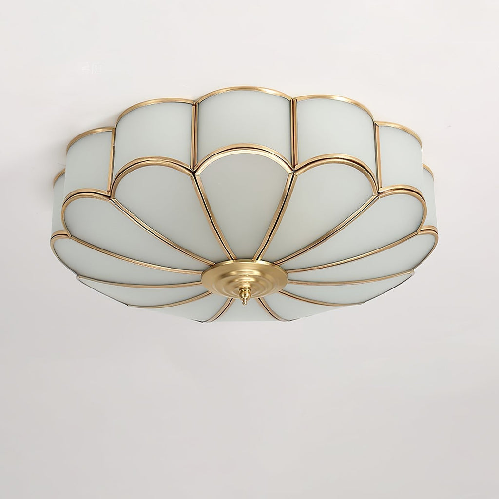 Gold Brass Glass Round Ceiling Light For Living Room Hall Dining Diffused Warm Glow | Temsk