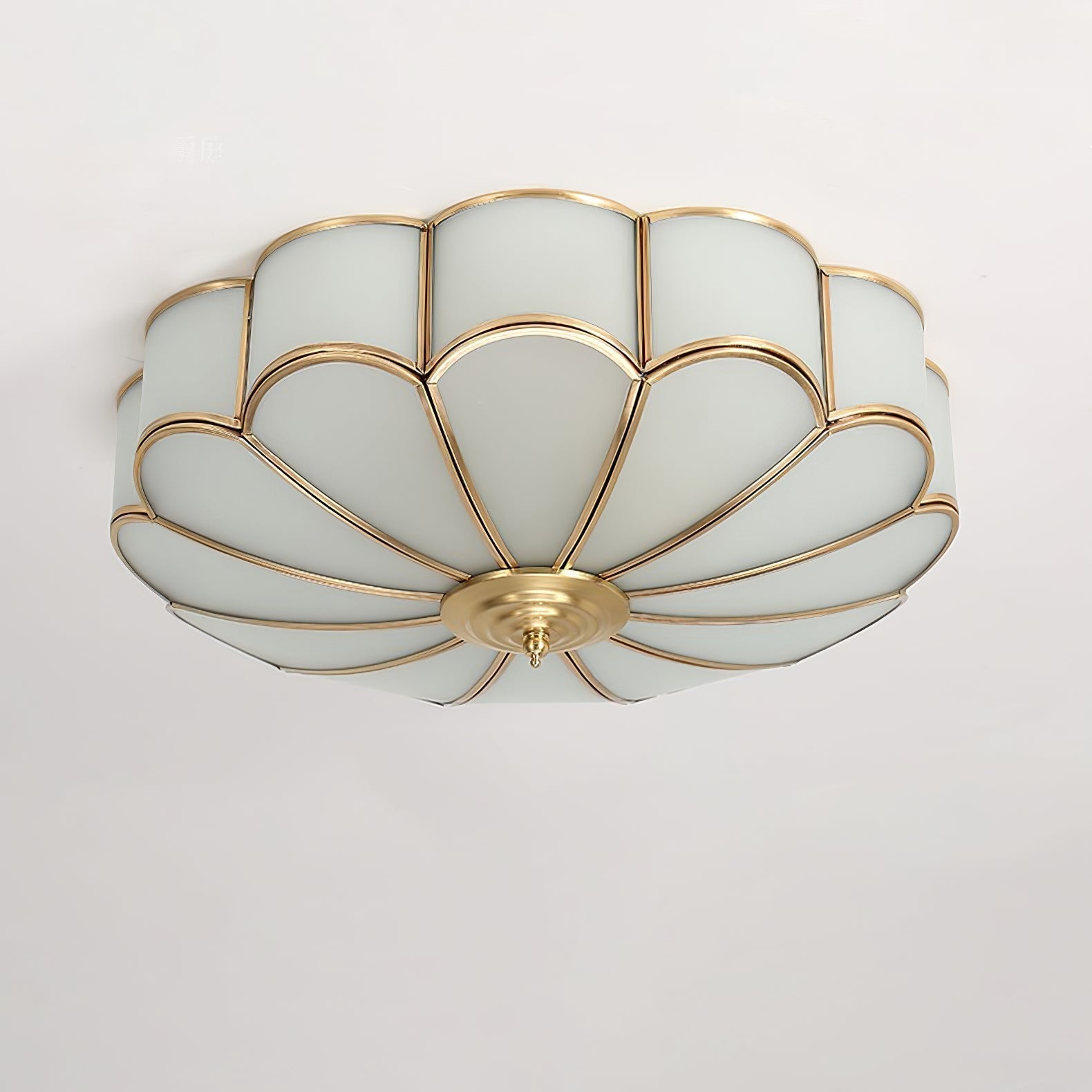 Gold Brass Glass Round Ceiling Light For Living Room Hall Dining Diffused Warm Glow | Temsk
