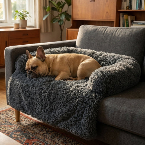 Fluffy Long-Pile Sofa Cover With Raised Edges For Dogs And Cats Sizes S M L Temsk