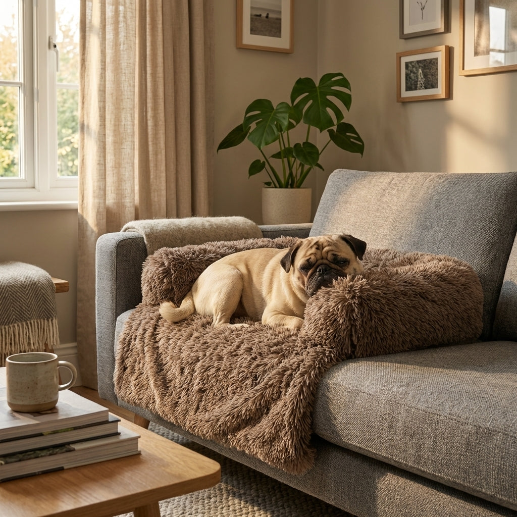 Fluffy Long-Pile Sofa Cover For Dogs And Cats With Raised Edges, Sizes S M L | Temsk