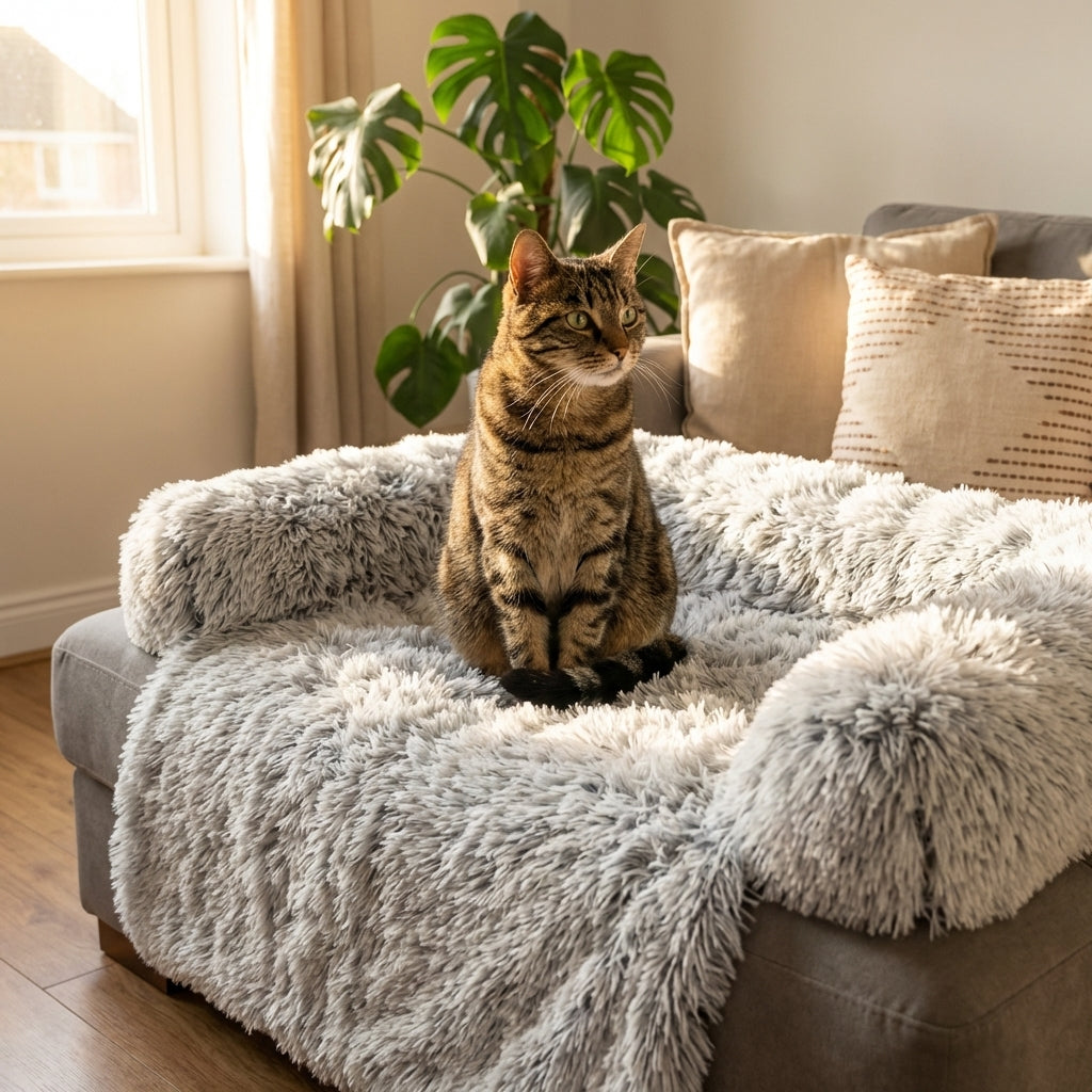 Fluffy Long-Pile Sofa Cover For Dogs And Cats With Raised Edges, Sizes S M L | Temsk