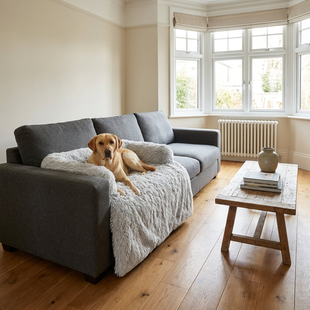 Fluffy Long-Pile Sofa Cover For Dogs And Cats With Raised Edges, Sizes S M L | Temsk