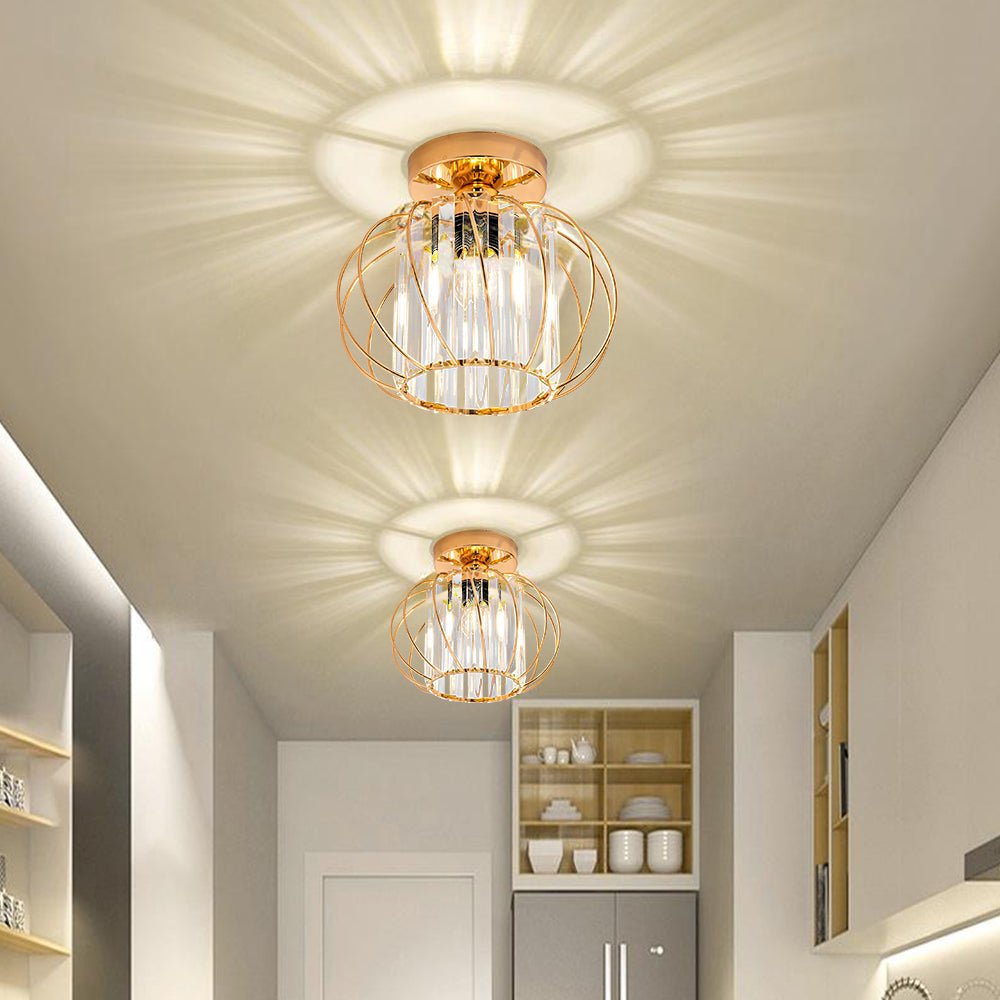 Lampada da soffitto a montaggio a filo con paralume in vetro a gabbia e struttura in metallo | Temsk