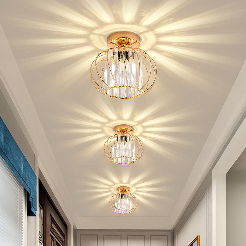 Lampada da soffitto a montaggio a filo con paralume in vetro a gabbia e struttura in metallo | Temsk