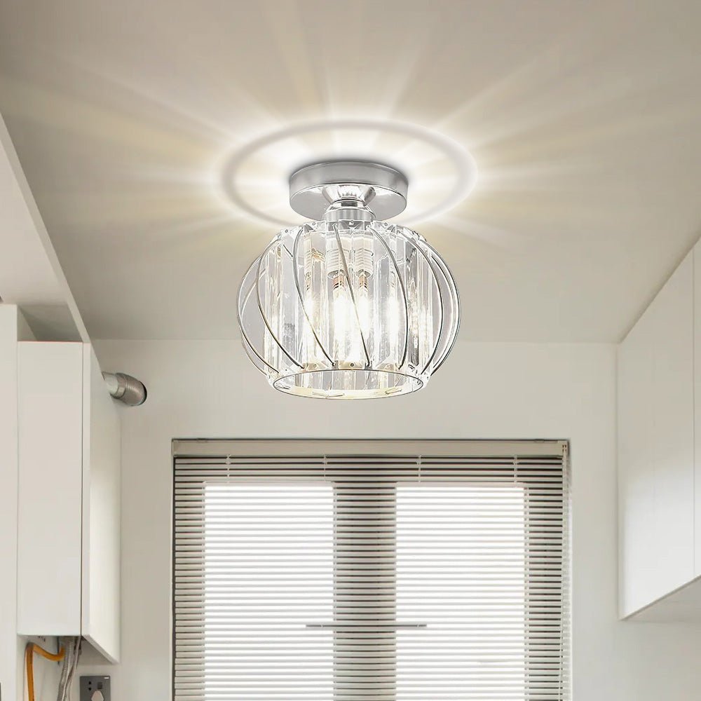Lampada da soffitto a montaggio a filo con paralume in vetro a gabbia e struttura in metallo | Temsk