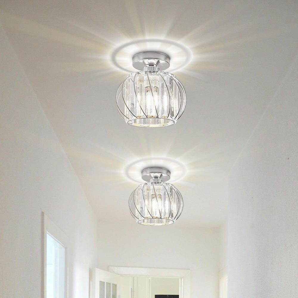 Lampada da soffitto a montaggio a filo con paralume in vetro a gabbia e struttura in metallo | Temsk