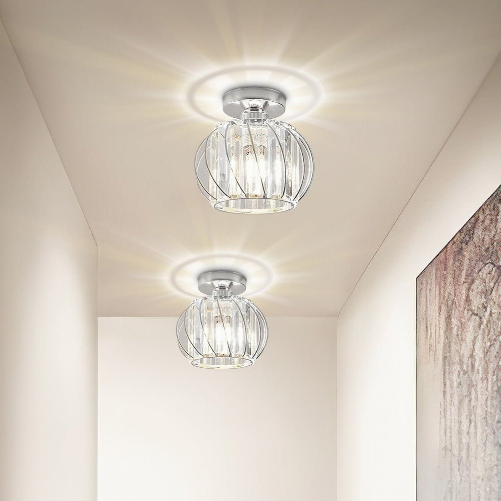 Lampada da soffitto a montaggio a filo con paralume in vetro a gabbia e struttura in metallo | Temsk