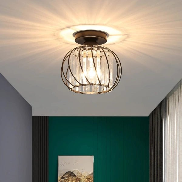 Lampada da soffitto a montaggio a filo con paralume in vetro a gabbia e struttura in metallo | Temsk
