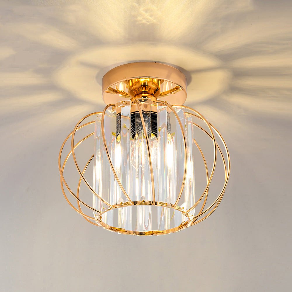 Lampada da soffitto a montaggio a filo con paralume in vetro a gabbia e struttura in metallo | Temsk