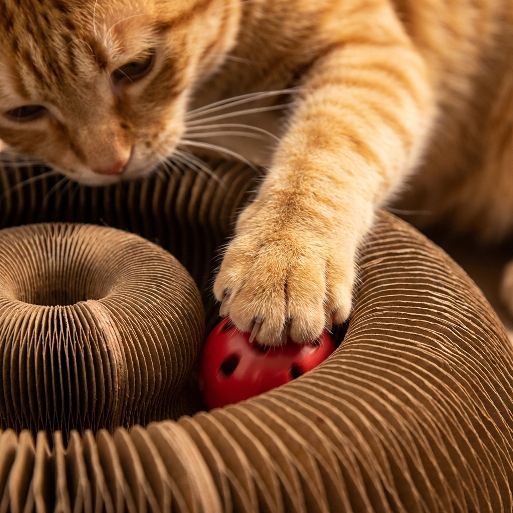 Foldable Corrugated Cardboard Cat Scratcher With Ball Track 4 In 1 | Temsk