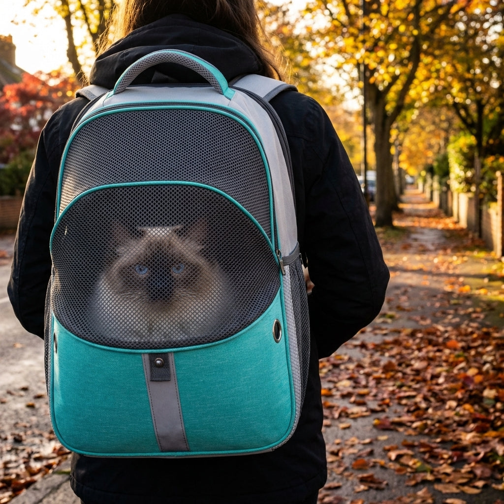 Foldable and Expandable Cat Carrier Backpack With Mesh Ventilation, 3 Colours | Temsk