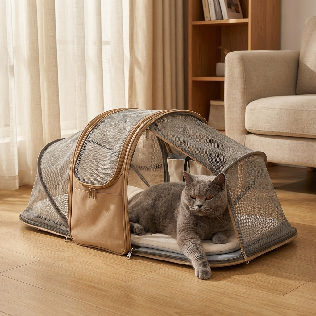 Foldable Pet Carrier Bag With Expandable Tent Nylon Up To 4 Kg | Temsk