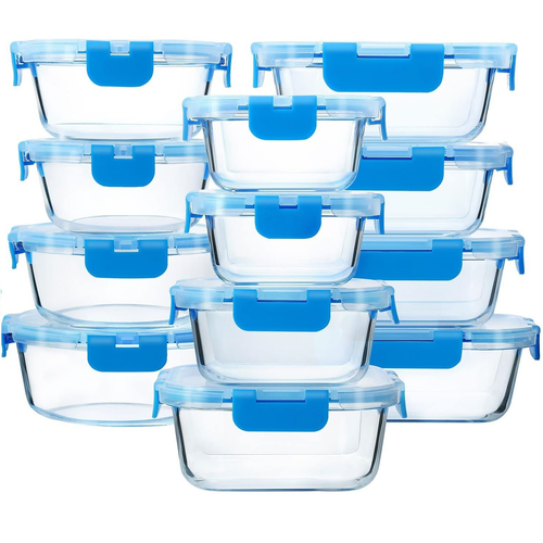 Conjunto de Recipientes de Armazenamento de Alimentos em Vidro Hermético para Preparação de Refeições Empilháveis | Temsk
