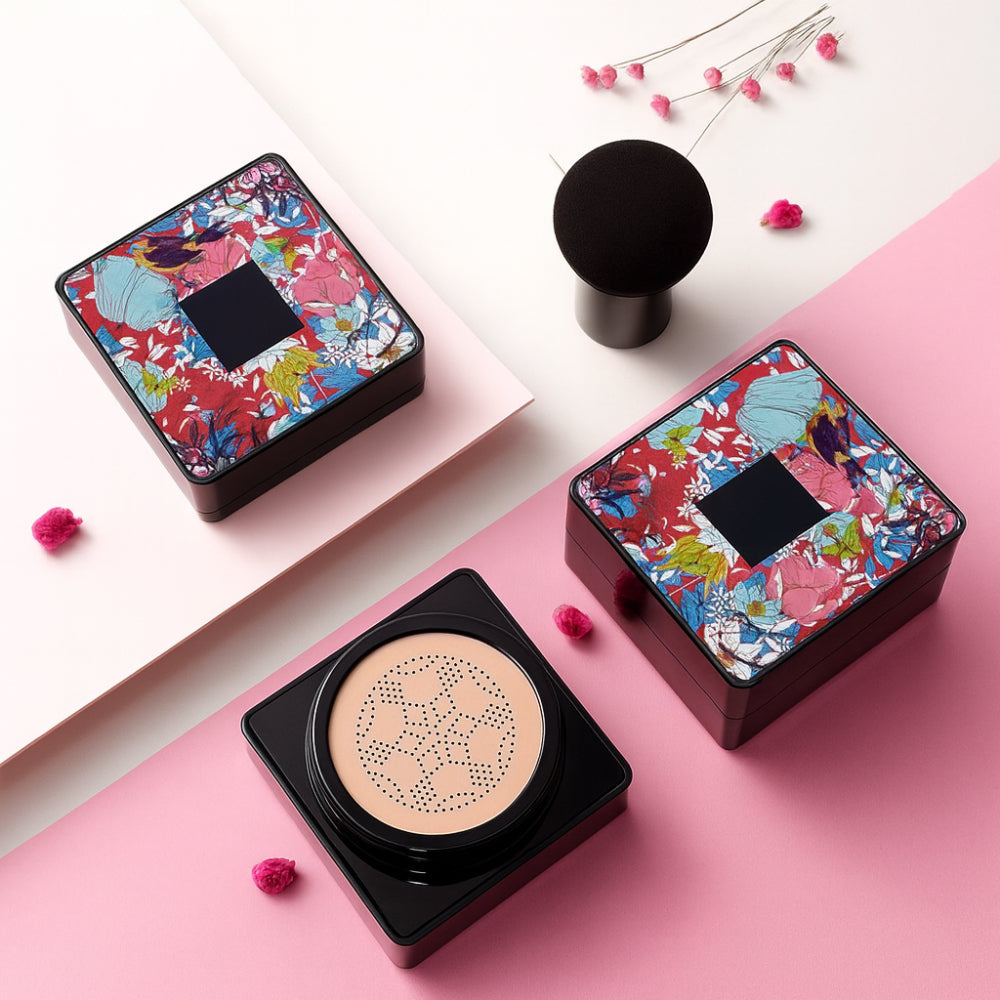 Cushion Foundation Compact With Built In Face Applicator For Natural Coverage | Temsk