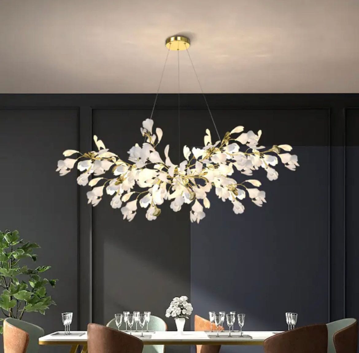 Ceramic Chandelier Petal Ceiling Light Fixture Elegant Glow | Temsk