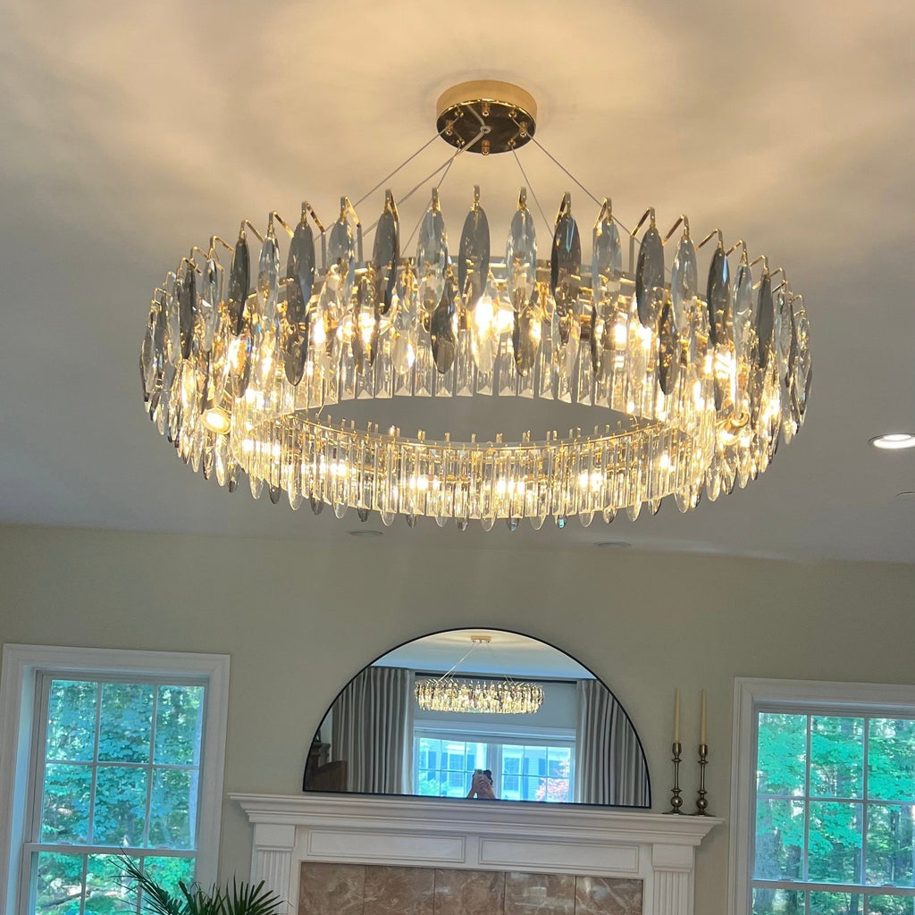 Aventis Crystal Chandelier in Bronze Finish for Hallways and Living Rooms | Temsk