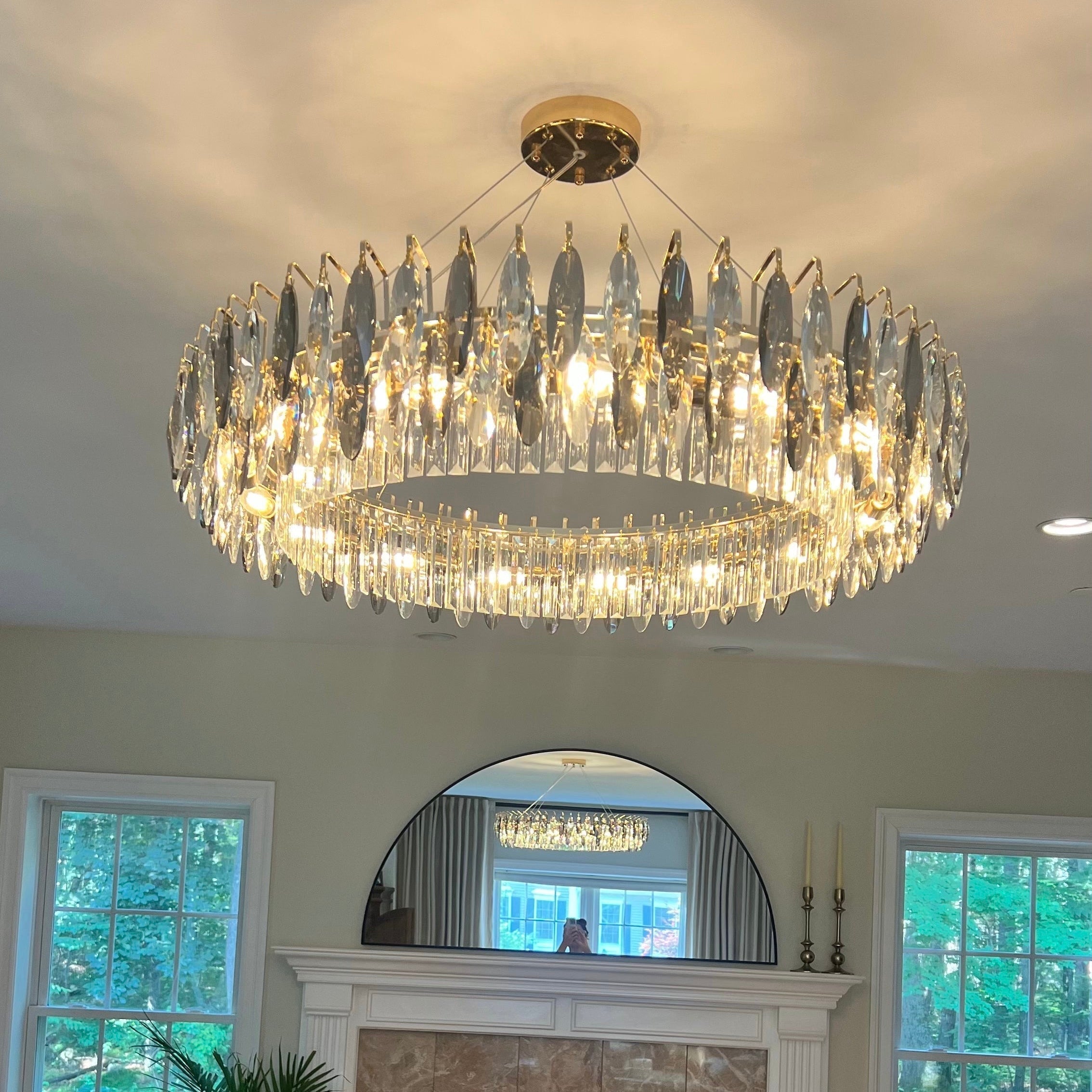 Aventis Crystal Chandelier in Bronze Finish for Hallways and Living Rooms | Temsk