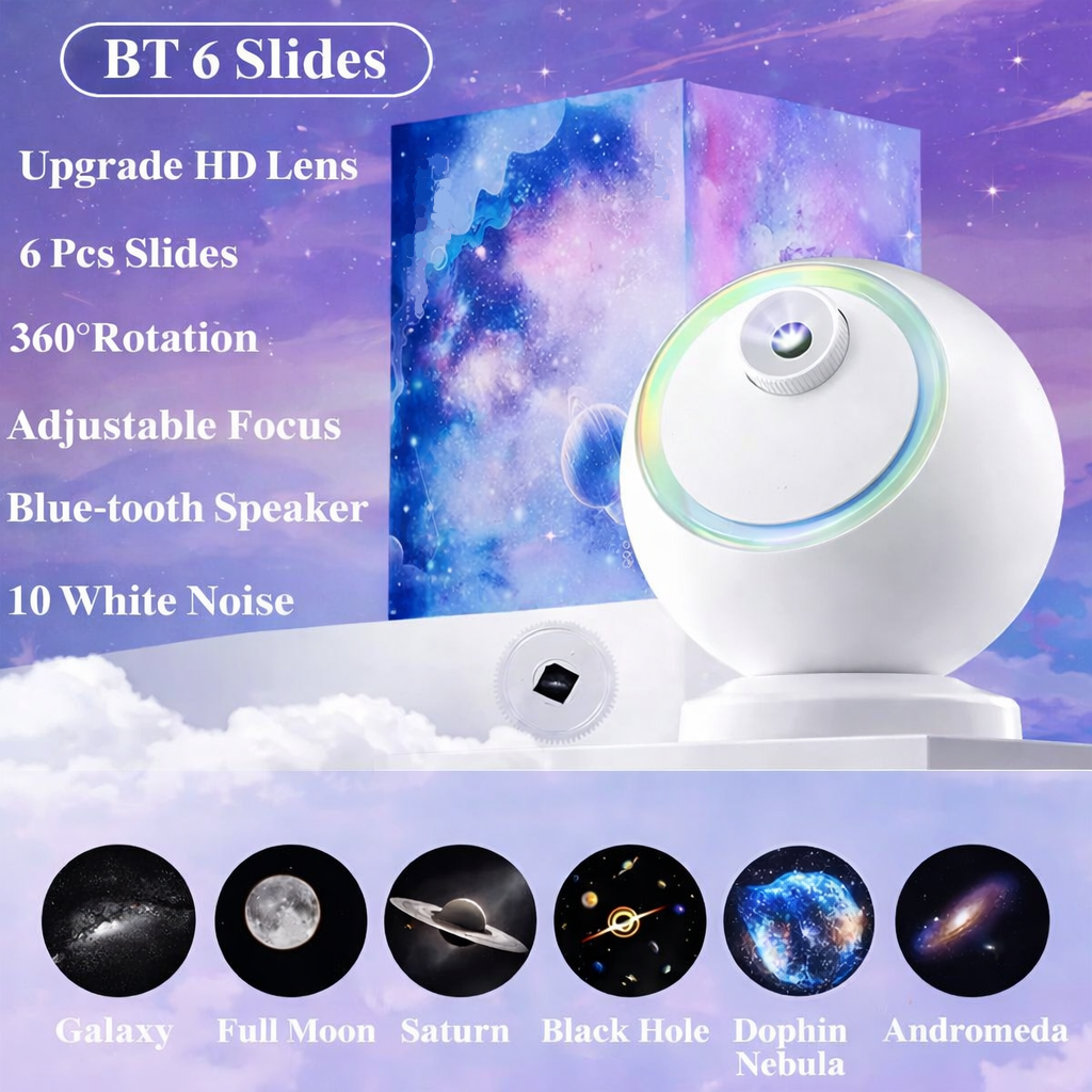 Star Projector Bluetooth Galaxy Night Light With Rotating LED | Temsk