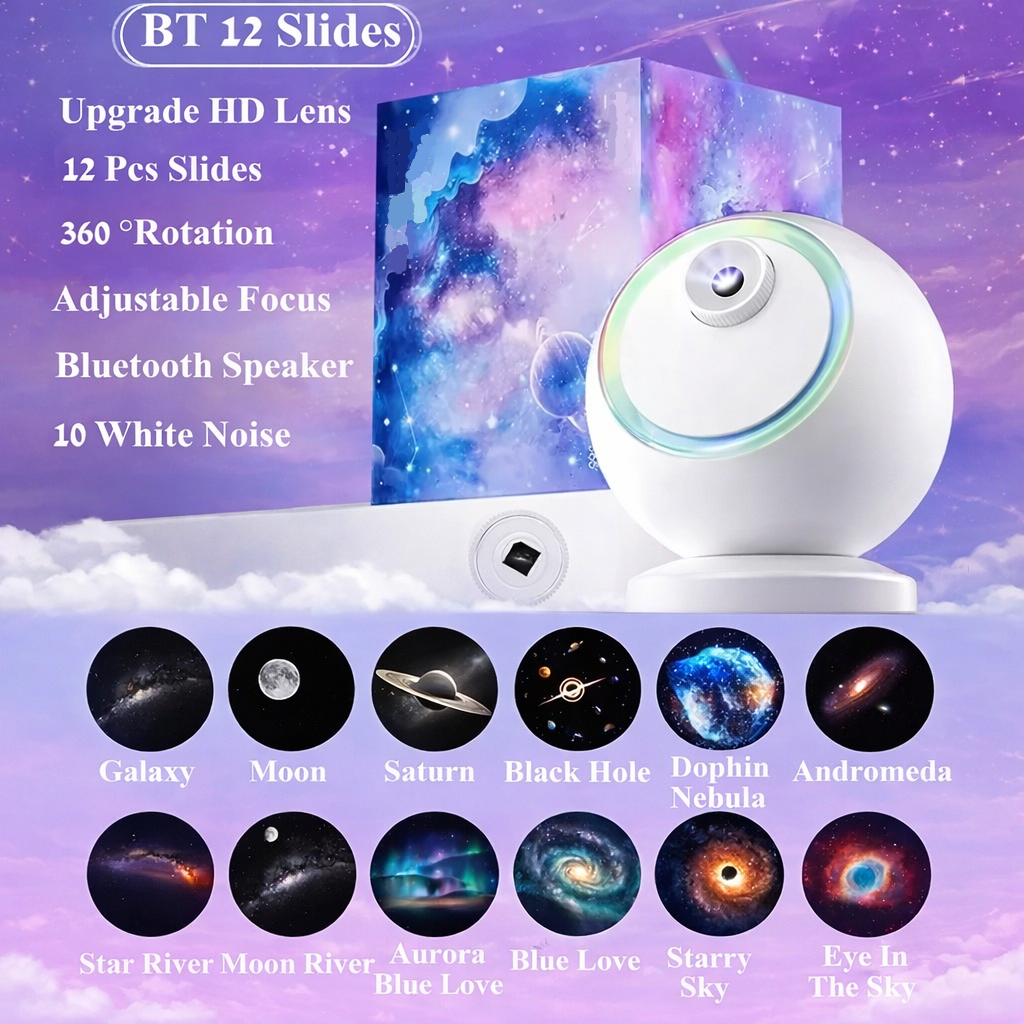 Star Projector Bluetooth Galaxy Night Light With Rotating LED | Temsk