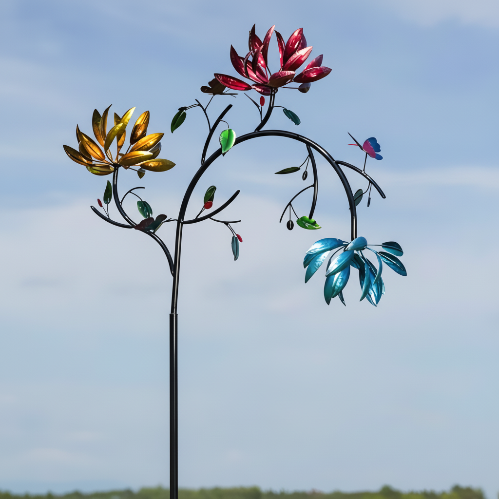 Bunte Outdoor-Windspiel mit Schmetterlings-Gartendreher | Temsk