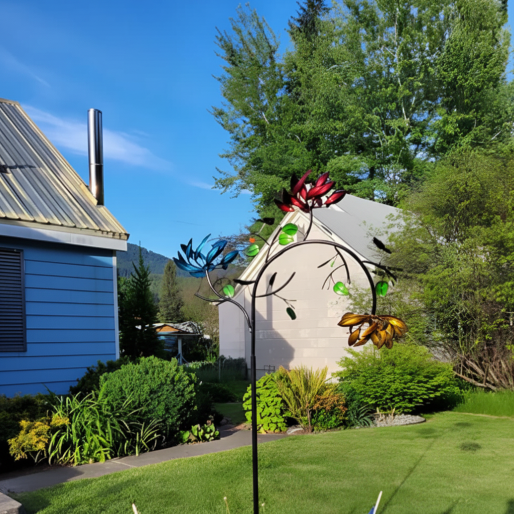 Bunte Outdoor-Windspiel mit Schmetterlings-Gartendreher | Temsk