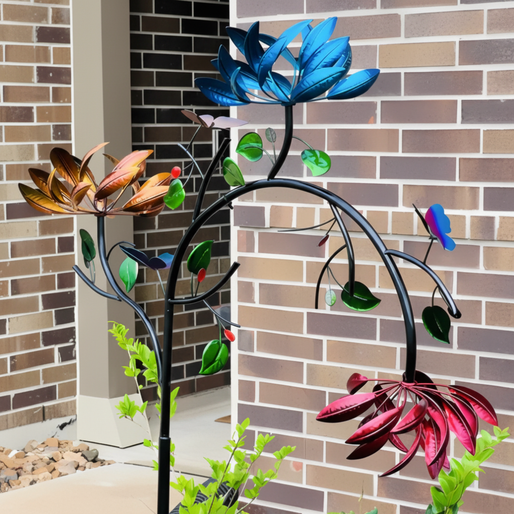 Bunte Outdoor-Windspiel mit Schmetterlings-Gartendreher | Temsk