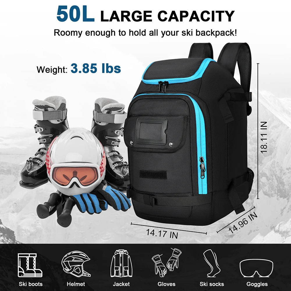 SummitCarry Waterproof 50-Liter Ski Boot Backpack For Gear And Accessories | Temsk