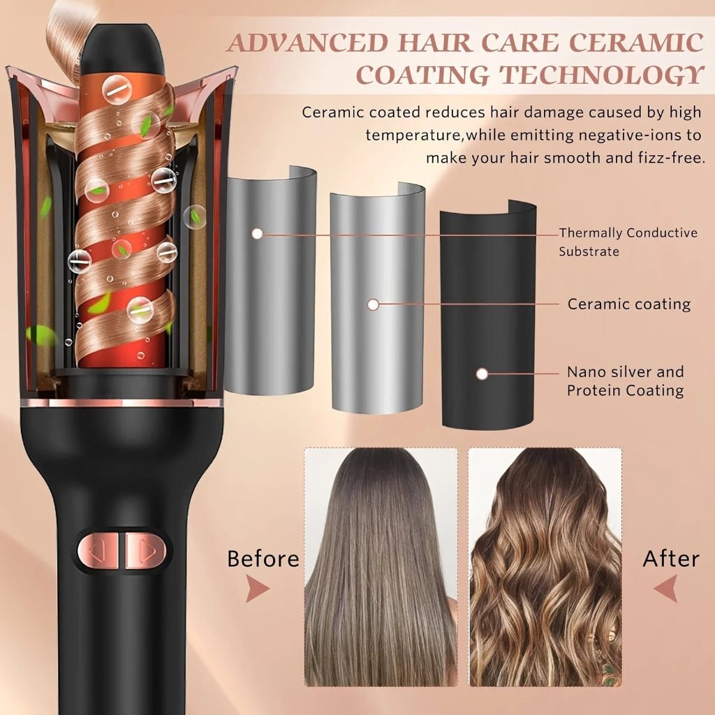 CurlNova Automatic Ceramic Curling Iron With Rotating Barrel | Temsk