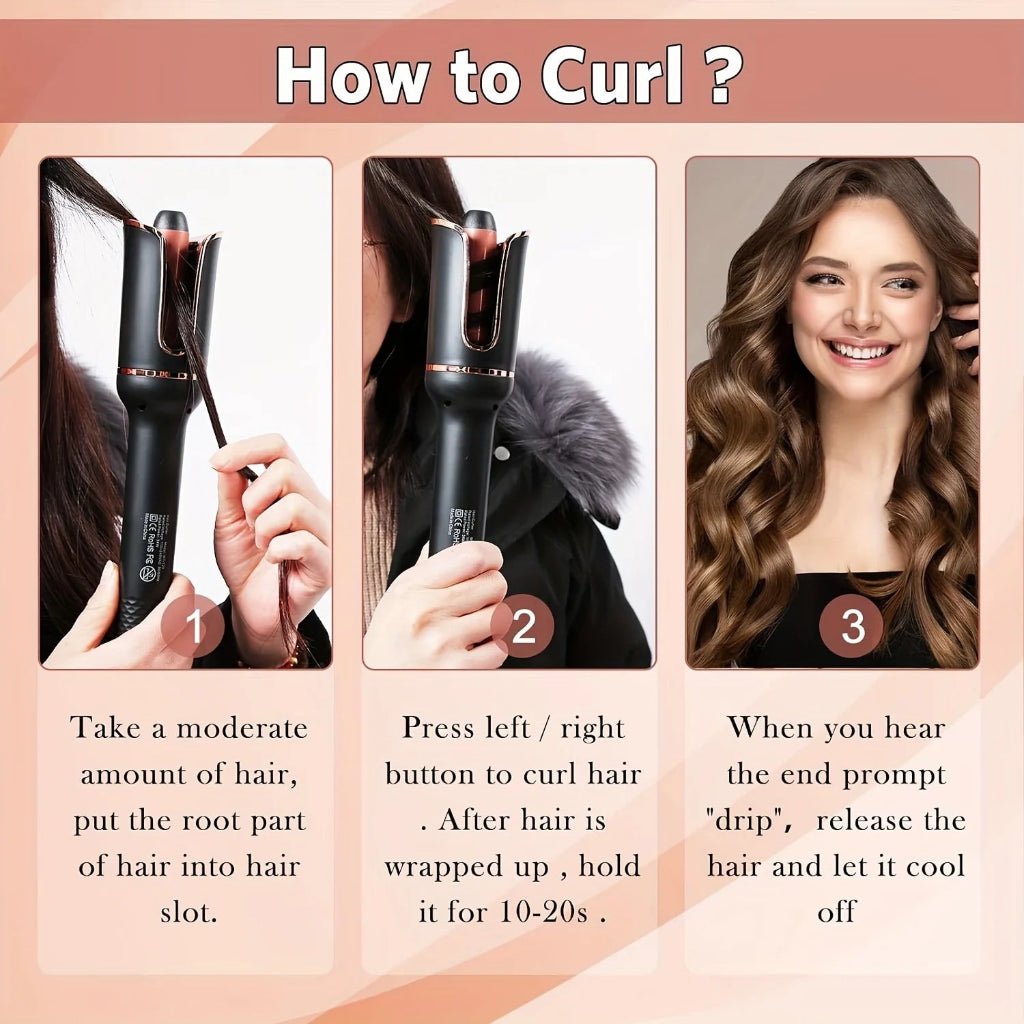 CurlNova Automatic Ceramic Curling Iron With Rotating Barrel | Temsk