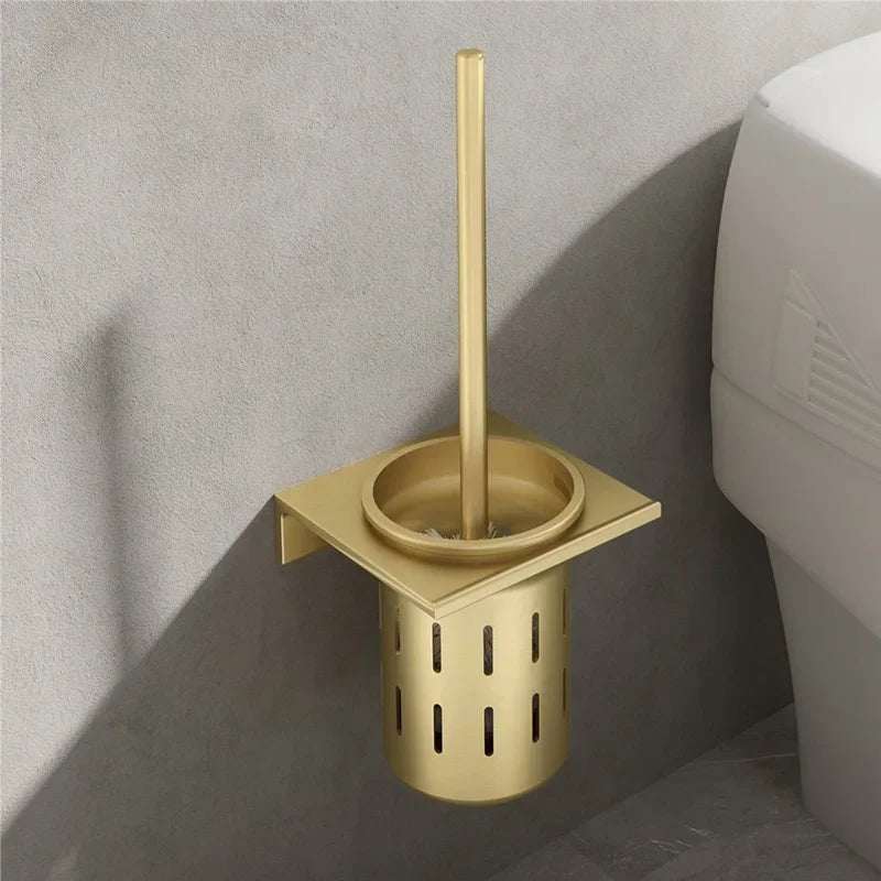 AureaLine Brushed Gold Wall-Mounted Toilet Brush Set For Elegant Bathrooms | Temsk